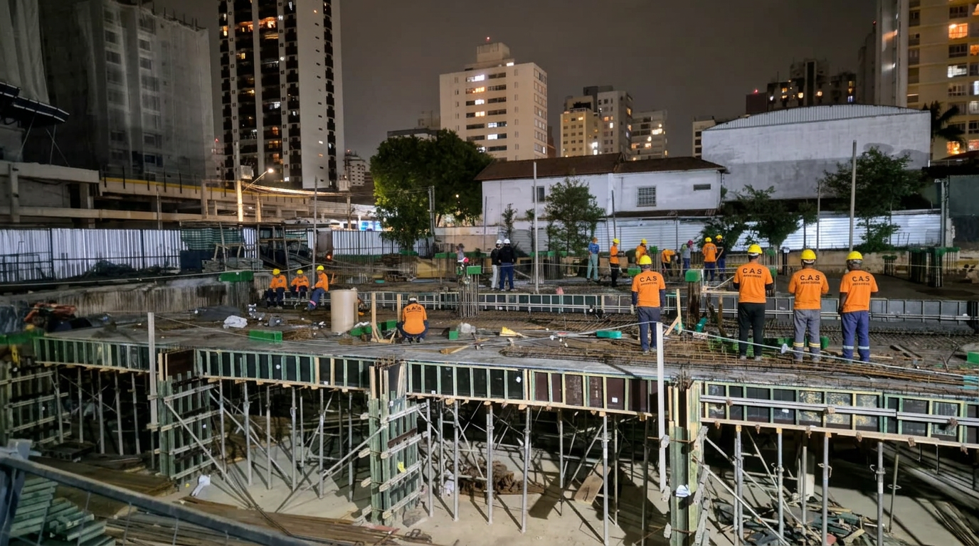 Equipe C.A.S no canteiro de obras